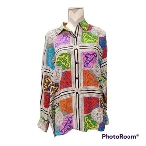 Daniel Field 80s silk blouse sz small jewel tones